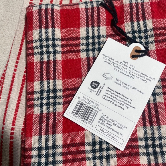 Magnolia Hearth & Hand Kitchen Dish Towel Signature Plaid Christmas Cotton NEW - Picture 5 of 8